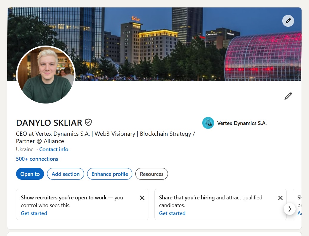 Danylo Skliar — real account you receive
